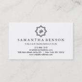 Carte De Visite Elégant noir & blanc Mandala Art Logo Yoga (Dos)