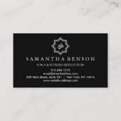 Carte De Visite Elégant noir & blanc Mandala Art Logo Yoga (Dos)