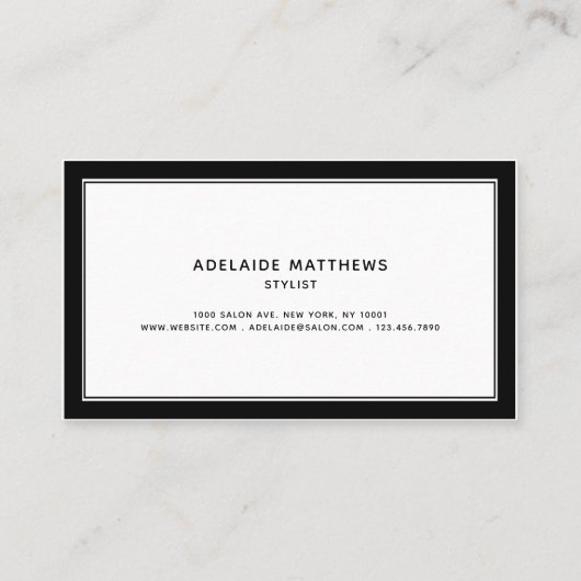 Carte De Visite Élégant noir blanc manuscrit signature de script (Dos)