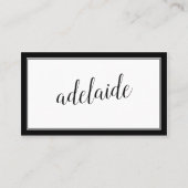 Carte De Visite Élégant noir blanc manuscrit signature de script (Devant)