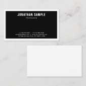 Carte De Visite Élégant noir blanc moderne élégant professionnel (Devant / Derrière)