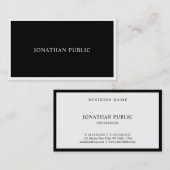 Carte De Visite Elégant noir blanc moderne simple à la mode (Devant / Derrière)