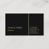Carte De Visite Élégant Noir Blanc Noir Blanc Plat (Dos)