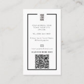 Carte De Visite Élégant Noir & Blanc Piano touches professeur de m (Dos)