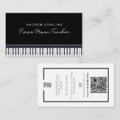 Carte De Visite Élégant Noir & Blanc Piano touches professeur de m (Devant / Derrière)