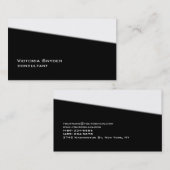 Carte De Visite Élégant noir blanc professionnel (Devant / Derrière)