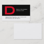 Carte De Visite Élégant Noir Blanc Rouge Monogramme Professionnel (Devant / Derrière)