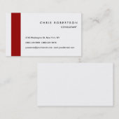 Carte de visite élégant noir blanc rouge rayure ch (Devant / Derrière)