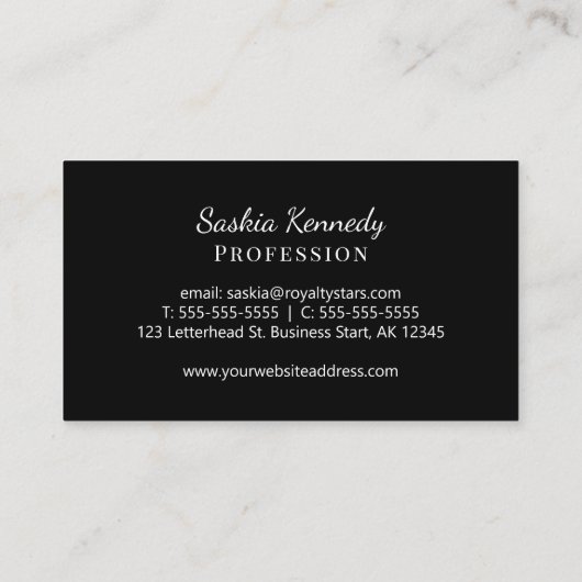 Carte De Visite Élégant Noir Blanc Script Professionnel Monogramme (Dos)