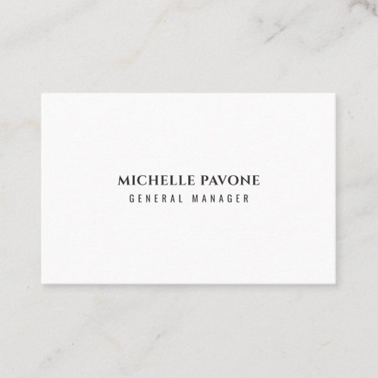 Carte De Visite Élégant Noir & Blanc Simple Plain Professionnel (Devant)