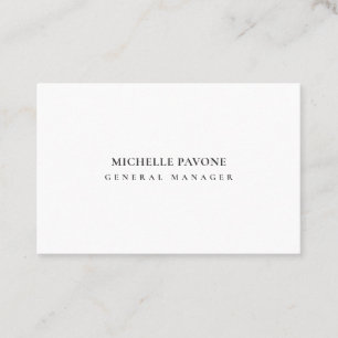 Carte De Visite Élégant Noir & Blanc Simple Uni Professionnel