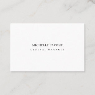 Carte De Visite Élégant Noir & Blanc Simple Uni Professionnel