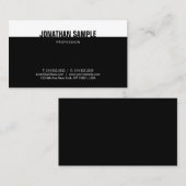 Carte De Visite Élégant noir blanc Sophistiqué Modèle moderne (Devant / Derrière)