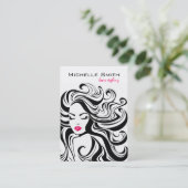 Carte De Visite Élégant noir blanc Wavy Hairstyle extensions de ch (Debout devant)