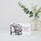 Carte De Visite Élégant noir blanc Wavy Hairstyle extensions de ch (Debout devant)