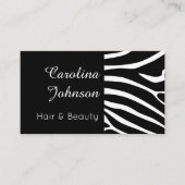 Carte De Visite Elégant noir blanc zèbre cheveux & beauté (Devant)