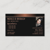 Carte De Visite Élégant noir Brown élégant avec logo et photo (Dos)