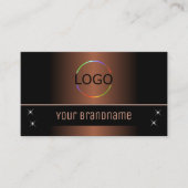 Carte De Visite Élégant noir Brown élégant avec logo et photo (Devant)