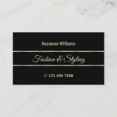 Carte De Visite Elégant noir clair avec des rayures de décoration  (Devant)