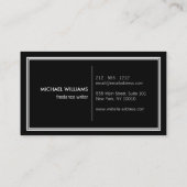 Carte De Visite Élégant Noir classique (Dos)