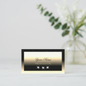 Carte De Visite Élégant noir crème doré Sparkle Diamonds Luxe (Debout devant)