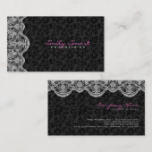 Carte De Visite Elégant noir Damas blanc dentelle (Devant / Derrière)
