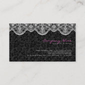 Carte De Visite Elégant noir Damas blanc dentelle (Dos)