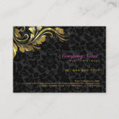 Carte De Visite Elégant noir Damas Or Floral dentelle (Dos)