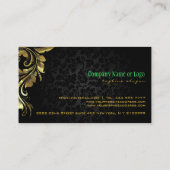 Carte De Visite Elégant noir Damas Or Floral dentelle 4 (Dos)