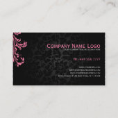 Carte De Visite Élégant noir Damas rose floral torse (Dos)