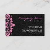 Carte De Visite Élégant noir Damas rose florale torrents (Dos)