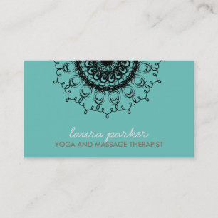 Carte De Visite Élégant noir Damas Swirl Yoga Soigner la santé