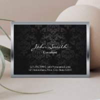 Elégant noir Damask Metal encadré