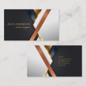 Carte De Visite Elégant noir de cuivre rayures designer (Devant / Derrière)