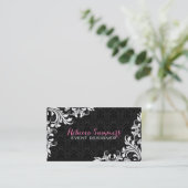 Carte De Visite Elégant noir dentelle blanche Damas (Debout devant)