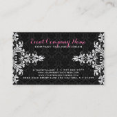Carte De Visite Elégant noir dentelle blanche Damas (Dos)