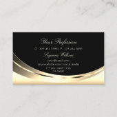 Carte De Visite Élégant noir d'or clair avec diamant étincelant (Dos)