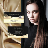 Carte De Visite Élégant noir d'or clair avec diamant étincelant