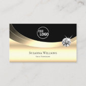 Carte De Visite Élégant noir d'or clair avec logo Sparkle Diamond (Devant)