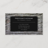 Carte De Visite Elégant noir encadré bois style bois gris grain (Dos)