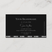 Carte De Visite Élégant noir et argent clair avec logo élégant (Dos)