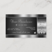 Carte De Visite Élégant noir et argent scintillant effet Chrome (Dos)