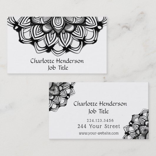 Carte De Visite Élégant noir et blanc (Devant / Derrière)