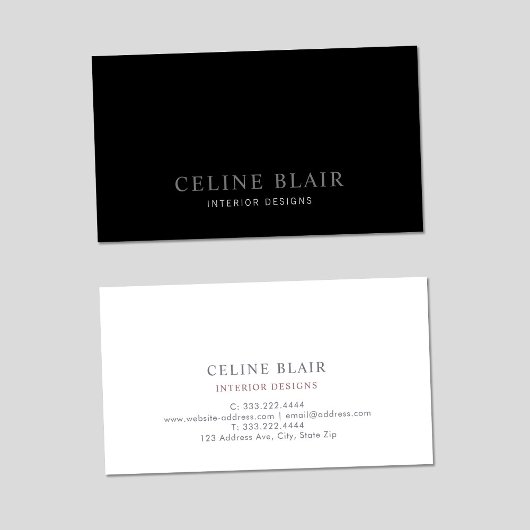 Carte De Visite Élégant noir et blanc