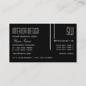 Carte De Visite Elégant noir et blanc avec Initiales Professionnel (Dos)