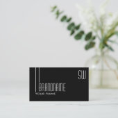 Carte De Visite Elégant noir et blanc avec Monogram Professional (Debout devant)