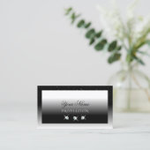 Carte De Visite Elégant noir et blanc brillant Diamants Élégants (Debout devant)