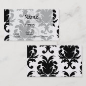 Carte De Visite élégant noir et blanc damassé (Devant / Derrière)