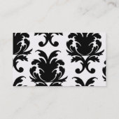 Carte De Visite élégant noir et blanc damassé (Dos)