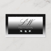 Carte De Visite Élégant noir et blanc étincelant diamants Monogram (Devant)